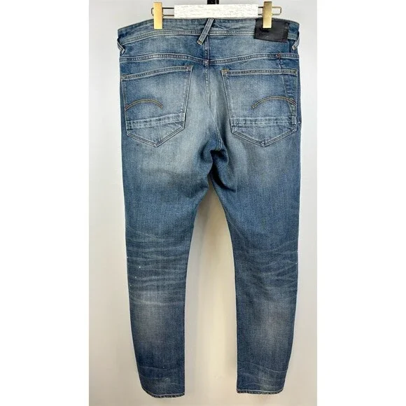 G-Star RAW G-Bleid Slim Men's Tapered Jeans Medium Wash Paint Splatter 34X32